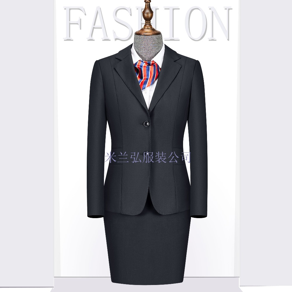 秋冬季女士黑色西服套装,商务女士西服套装定制价格及图片
